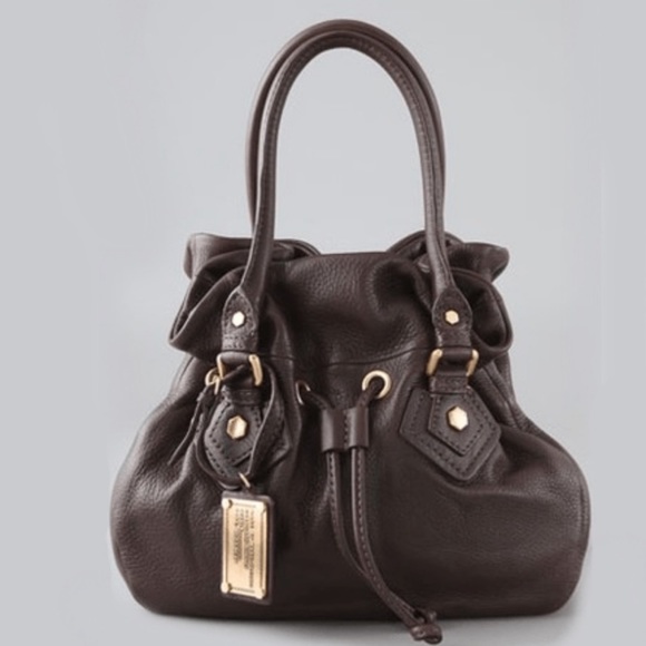 Marc Jacobs Handbags - MARC JACOBS Classic Q Leather Drawstring Paper-bag satchel crossbody dark brown